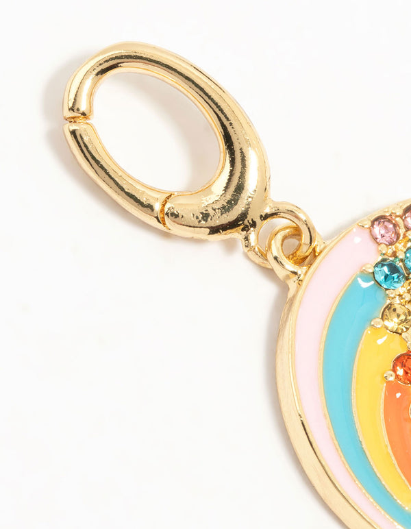 Gold Plated Cubic Zirconia Rainbow Charm
