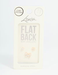 Gold Plated Surgical Steel Cubic Zirconia Bow Flat Back Studs 3-Pack - link has visual effect only