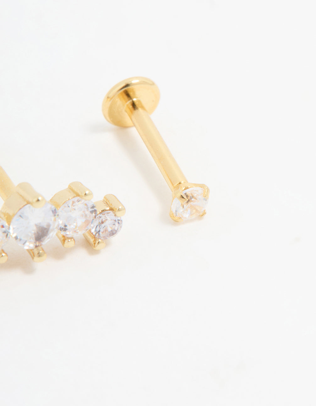 Gold Plated Surgical Steel Round Crawler Flat Back Studs 3-Pack
