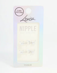 Titanium Cubic Zirconia Butterfly Nipple Bars 2-Pack - link has visual effect only