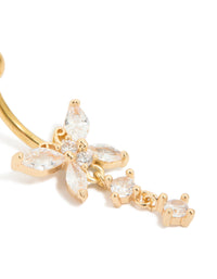 Gold Plated Titanium Cubic Zirconia Butterfly Belly Bar - link has visual effect only