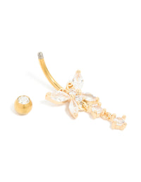 Gold Plated Titanium Cubic Zirconia Butterfly Belly Bar - link has visual effect only