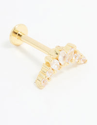 Gold Plated Titanium Cubic Zirconia Triangular Marquise Flat Back Stud - link has visual effect only