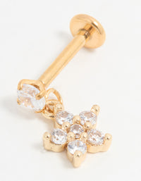 Gold Plated Titanium Cubic Zirconia Petal Flower Flat Back Stud - link has visual effect only