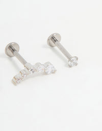 Titanium Cubic Zirconia & Ball Flat Back Studs 3-Pack - link has visual effect only