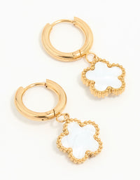 Waterproof Gold Plated Stainless Steel Flower Huggie Earrings - link has visual effect only