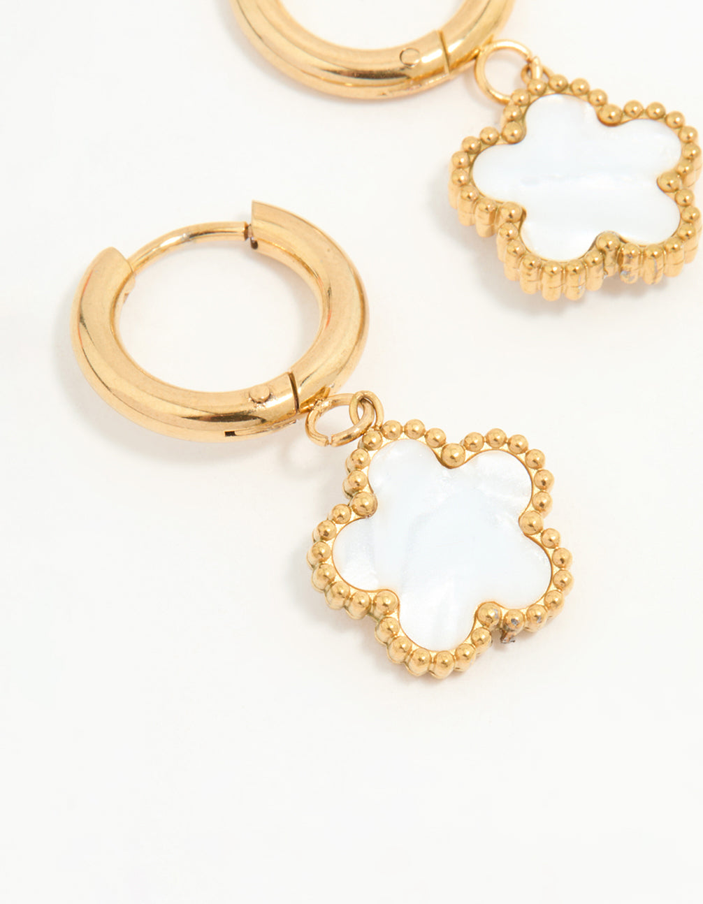 Waterproof Gold Plated Stainless Steel Flower Huggie Earrings