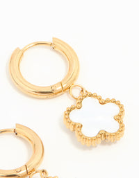 Waterproof Gold Plated Stainless Steel Flower Huggie Earrings - link has visual effect only