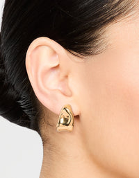 Waterproof Gold Plated Stainless Steel Molten Hoop Earrings - link has visual effect only