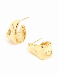 Waterproof Gold Plated Stainless Steel Molten Hoop Earrings - link has visual effect only
