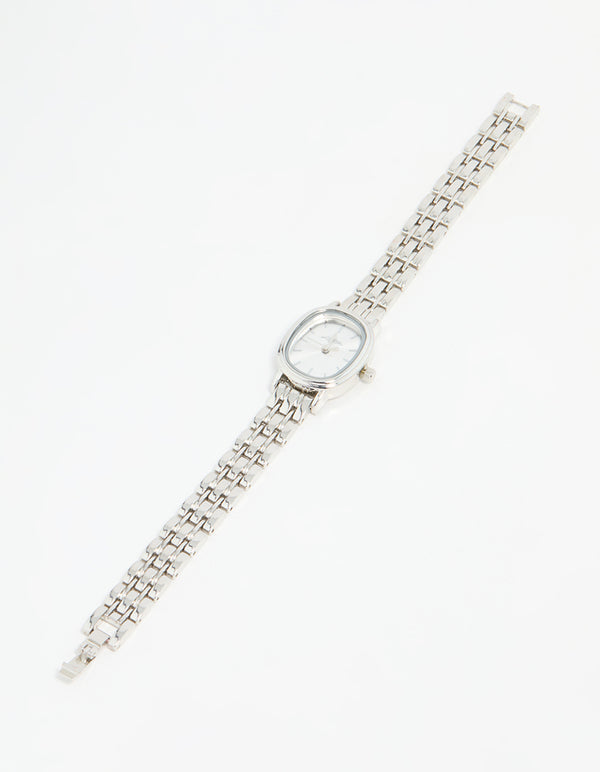 Silver Small Oval Watch