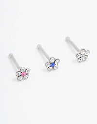Surgical Steel Cubic Zirconia Daisy Short Nose Piercing 3-Pack - link has visual effect only