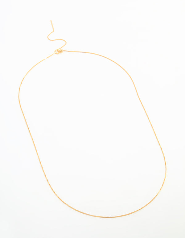 Gold Plated Sterling Silver Box Link Adjustable Necklace
