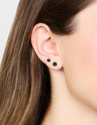 Black Cubic Zirconia Bezel Stud Earrings 2-Pack - link has visual effect only