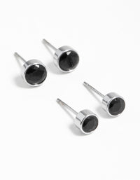 Black Cubic Zirconia Bezel Stud Earrings 2-Pack - link has visual effect only