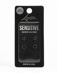 Black Cubic Zirconia Bezel Stud Earrings 2-Pack - link has visual effect only