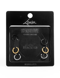Surgical Steel Multicoloured Classic Hoop Earrings 3-Pack - link has visual effect only