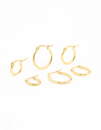 Gold Plated Surgical Steel Clasp Hoop Earrings 2-Pack - link has visual effect only