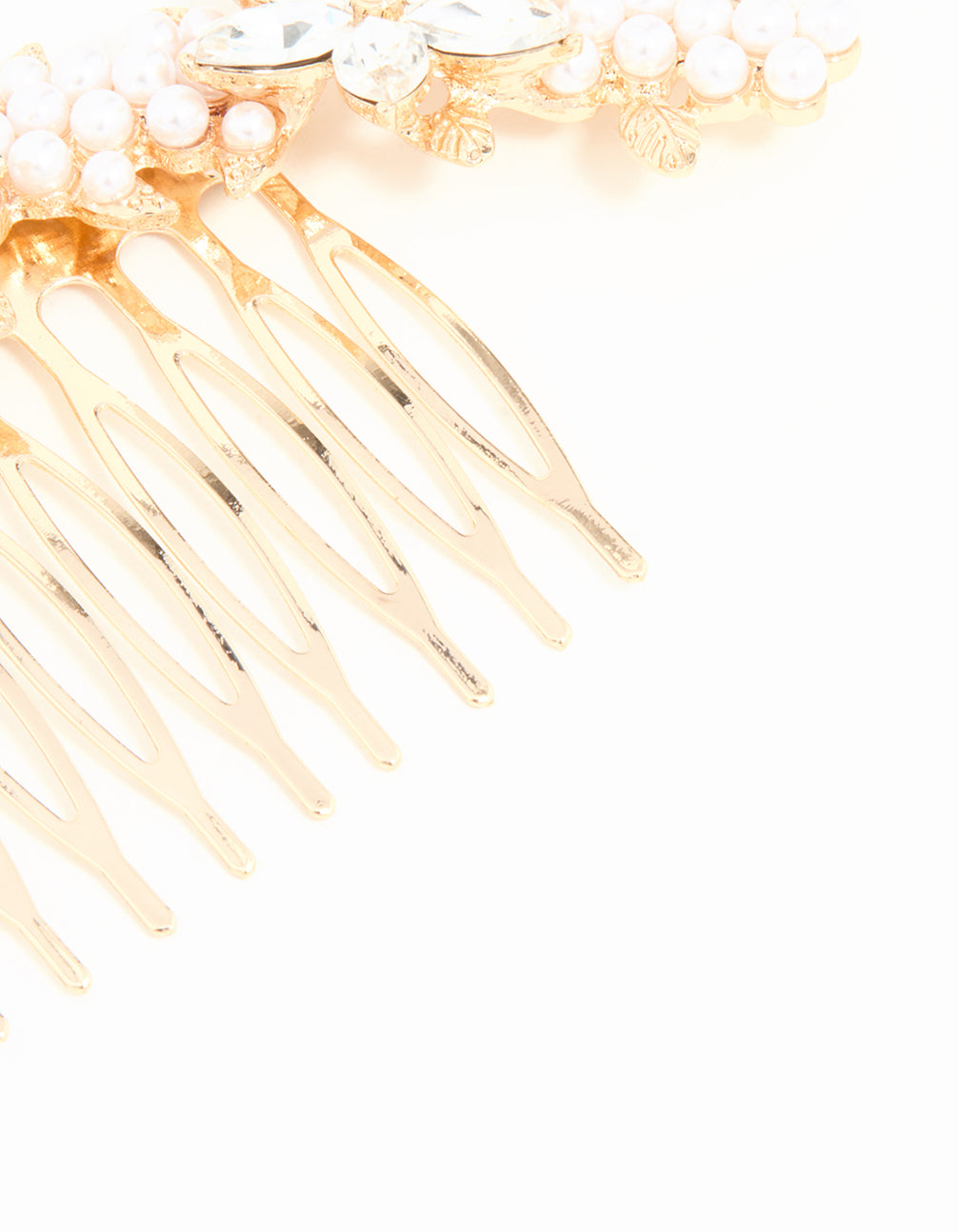 Rose Gold Diamante & Pearl Flower Comb