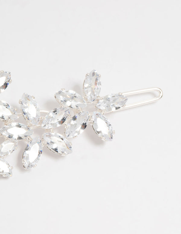 Silver Diamante Flower Cluster Hair Clip