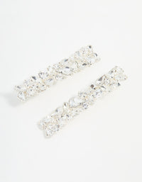 Silver Diamante Mixed Cut Hair Clips 2-Pack - link has visual effect only