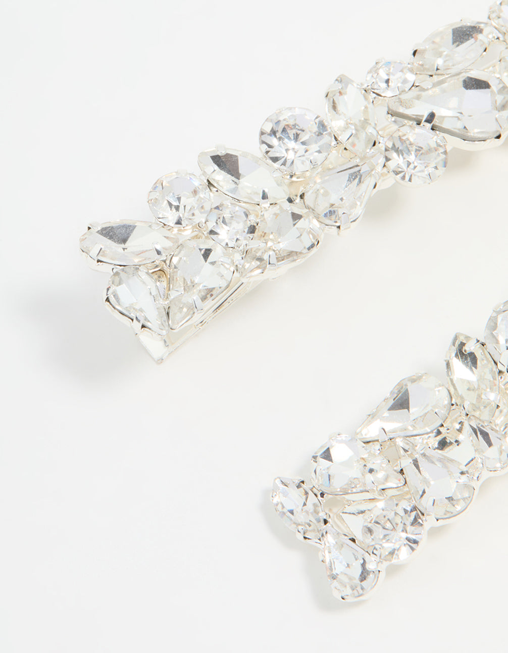 Silver Diamante Mixed Cut Hair Clips 2-Pack