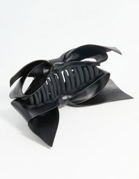 Black PU Leather Bow Claw Clip - link has visual effect only