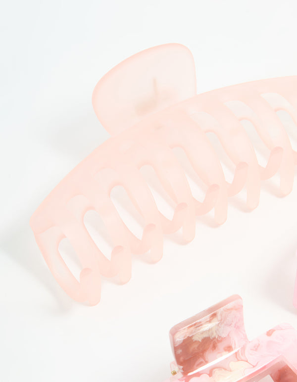 Pink Mixed Cutout Claw Clips 3-Pack