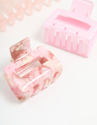 Pink Mixed Cutout Claw Clips 3-Pack - link has visual effect only
