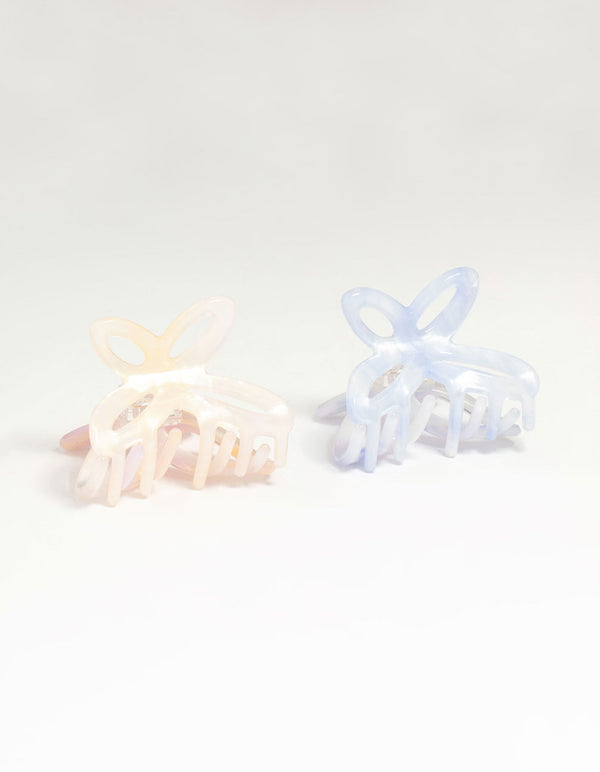 Blue & Pink Acrylic Butterfly Claw Clips 2-Pack