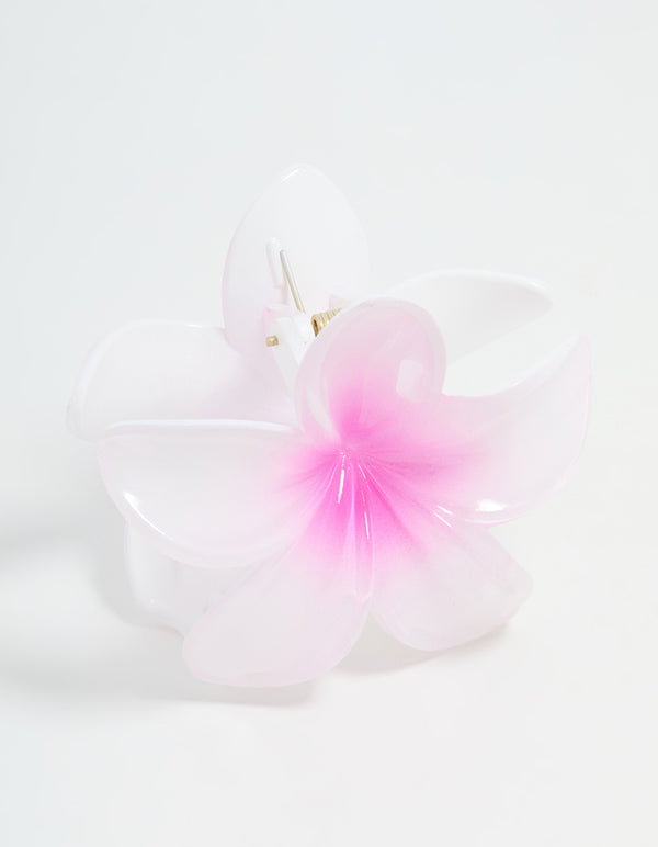 White & Pink Ombre Frangipani Claw Clip