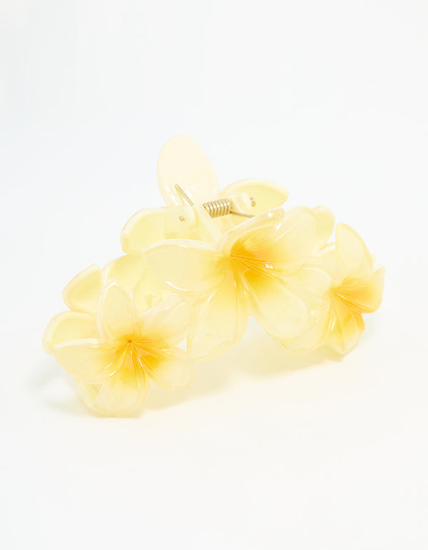 Yellow Frangipani Trio Claw Clip