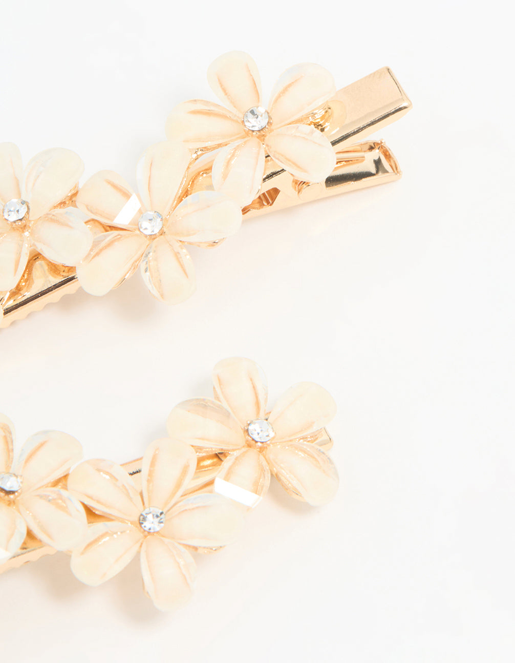 Gold Diamante Mini Flower Clips 2-Pack