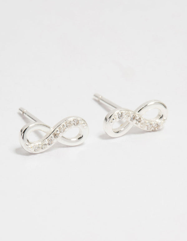 Sterling Silver Cubic Zirconia Infinity Stud Earrings