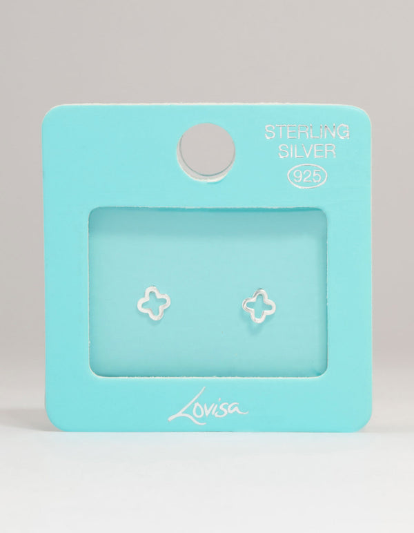 Sterling Silver Flower Outline Stud Earrings