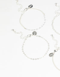 Silver Pearl Paperclip Chain Bracelets 4-Pack - link has visual effect only