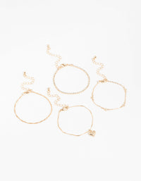 Gold Star Star & Heart Bracelets 4-Pack - link has visual effect only