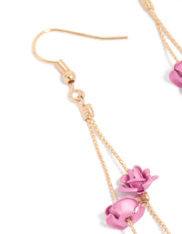 Gold Pearl & Pink Rose Chain Drop Earrings - link has visual effect only