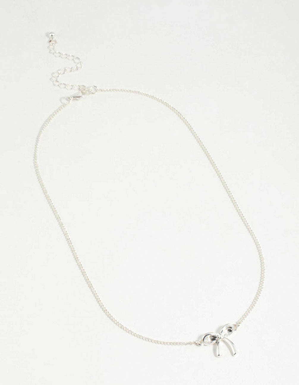 Silver Plain Bow Necklace