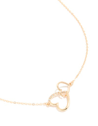 Gold Diamante Heart Link Necklace - link has visual effect only