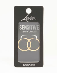 Gold Plated Surgical Steel Polished Hoop Earrings - link has visual effect only