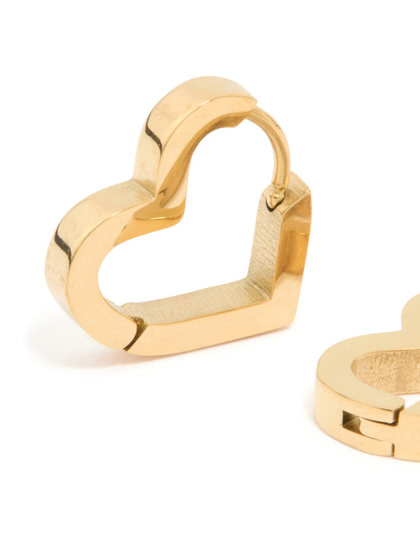 Gold Plated Surgical Steel Heart Hoop Earrings