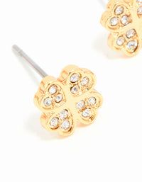 Gold Plated Surgical Steel Diamante Flower Stud Earrings - link has visual effect only