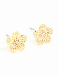 Gold Plated Surgical Steel Diamante Flower Stud Earrings - link has visual effect only