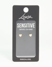 Gold Plated Surgical Steel Diamante Heart Stud Earrings - link has visual effect only