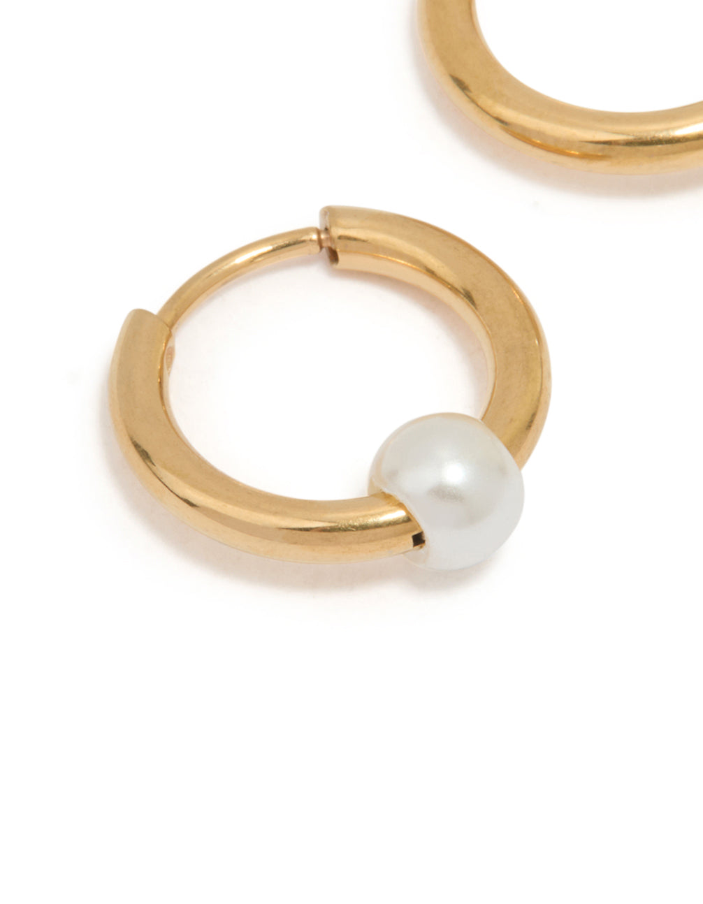 Gold Plated Surgical Steel Pearl Huggie Earrings