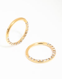 Gold Plated Surgical Steel Diamante Pavé Hoop Earrings - link has visual effect only