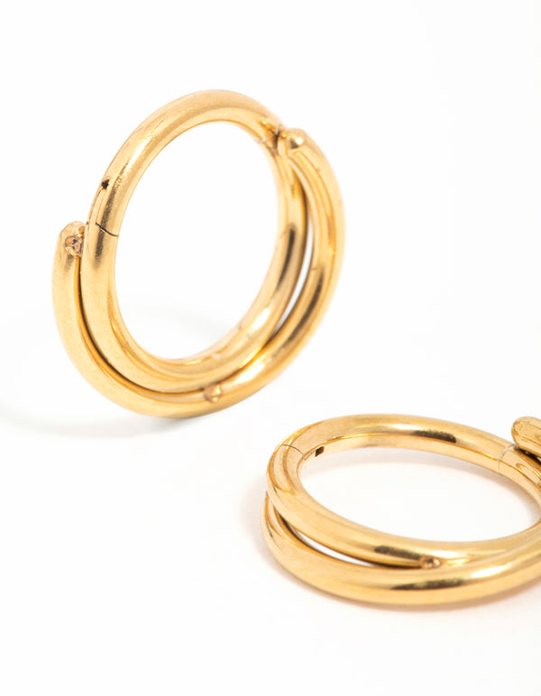 Gold Plated Surgical Steel Crossover Sleeper Huggie Earrings
