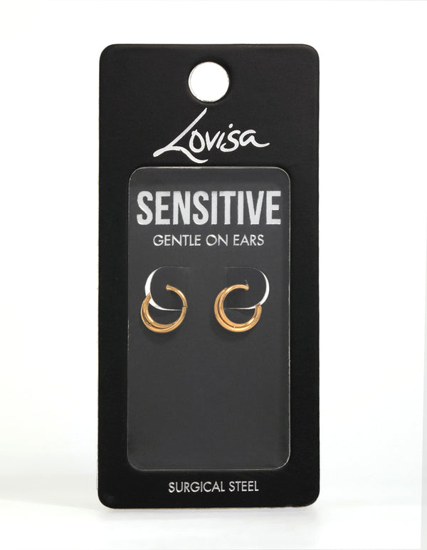 Gold Plated Surgical Steel Crossover Sleeper Huggie Earrings