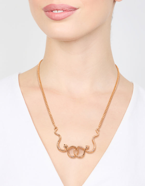 Gold Snake Pendant Necklace